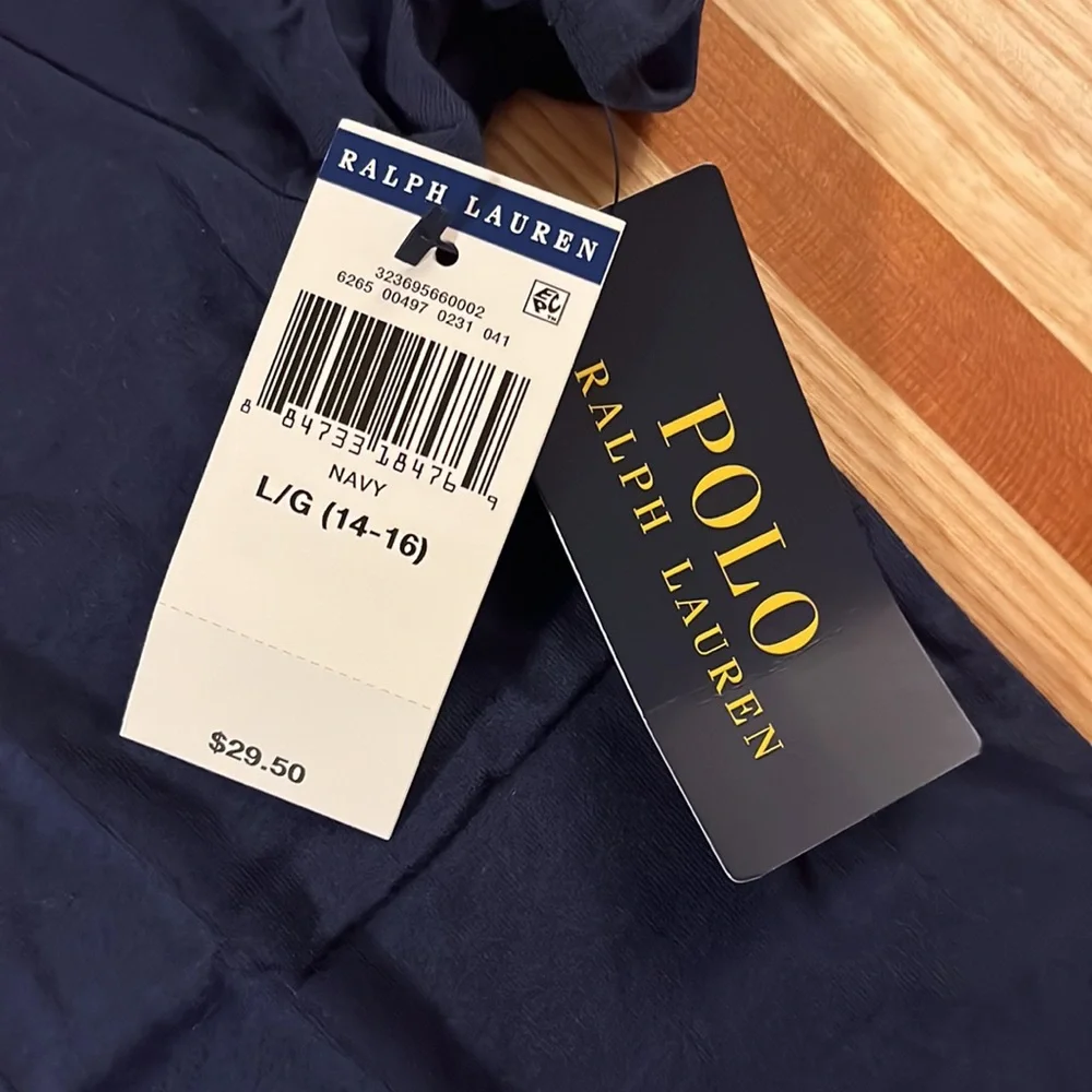 Polo Shirt Navy NEW Large (14-16) with Flag - Picture 4 of 9